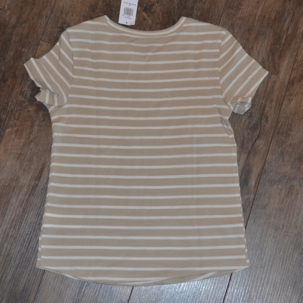 Old Navy Tan and White Striped Blouse